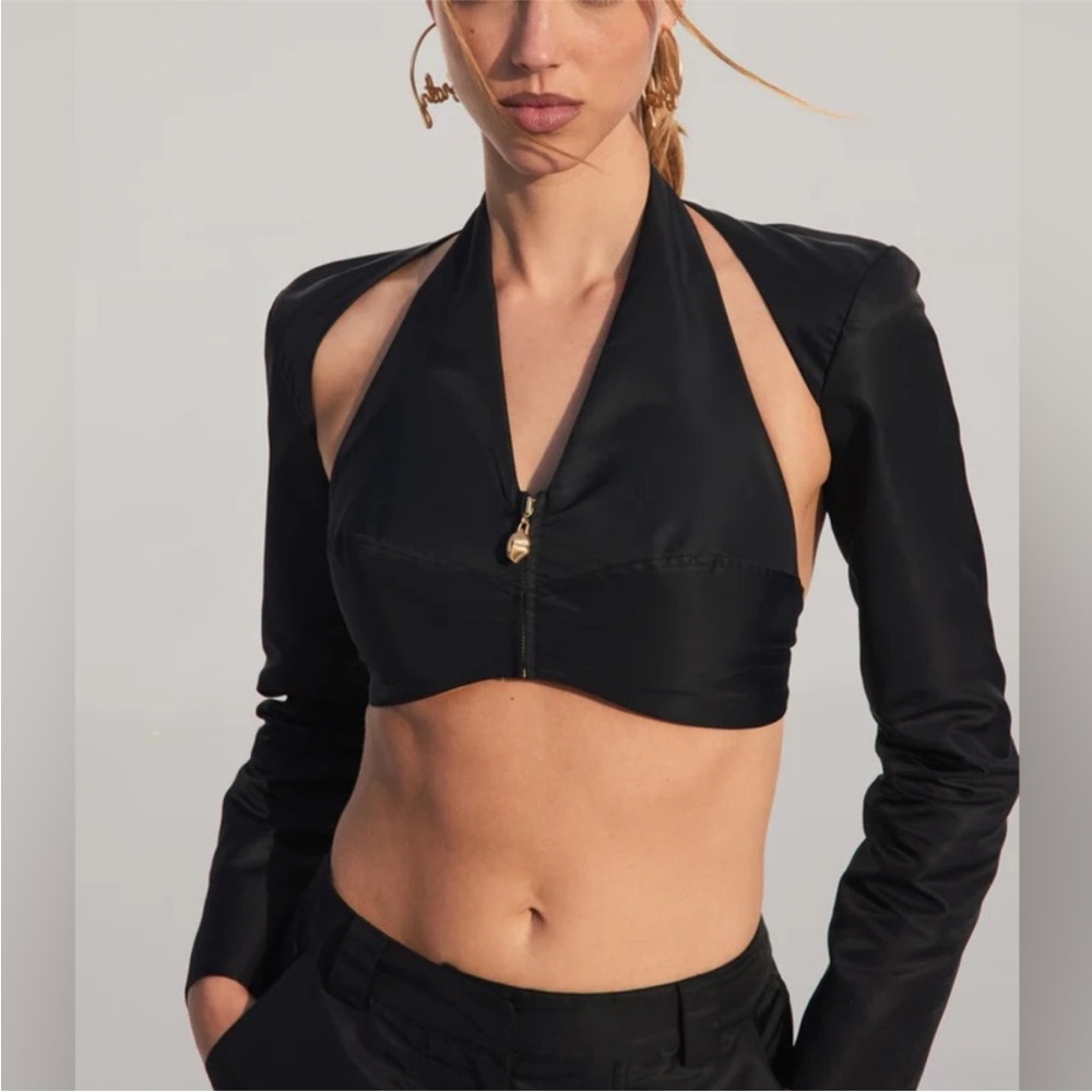 Cult Gaia Bratz Crop Top with Sleeves